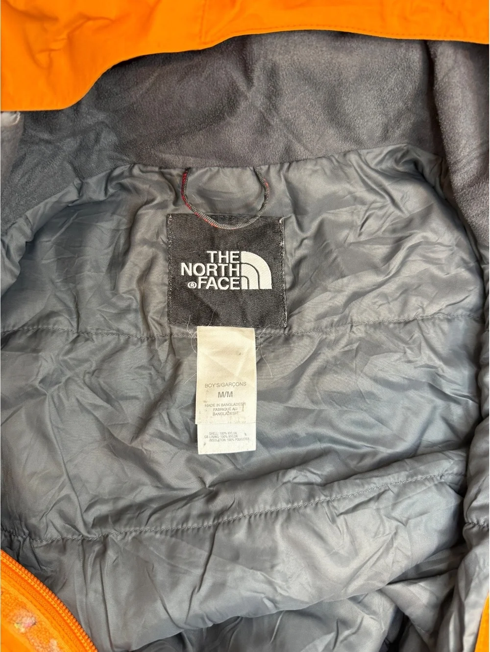 The North Face Orange and Gray Hooded Outdoor Jacket Boys Medium